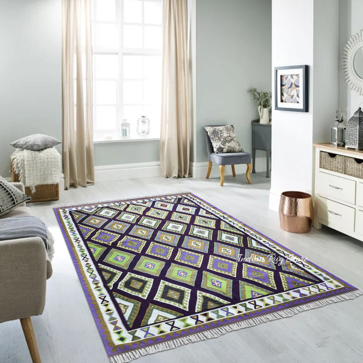 Natural Hand Woven Multicolor Bedroom Area Rug