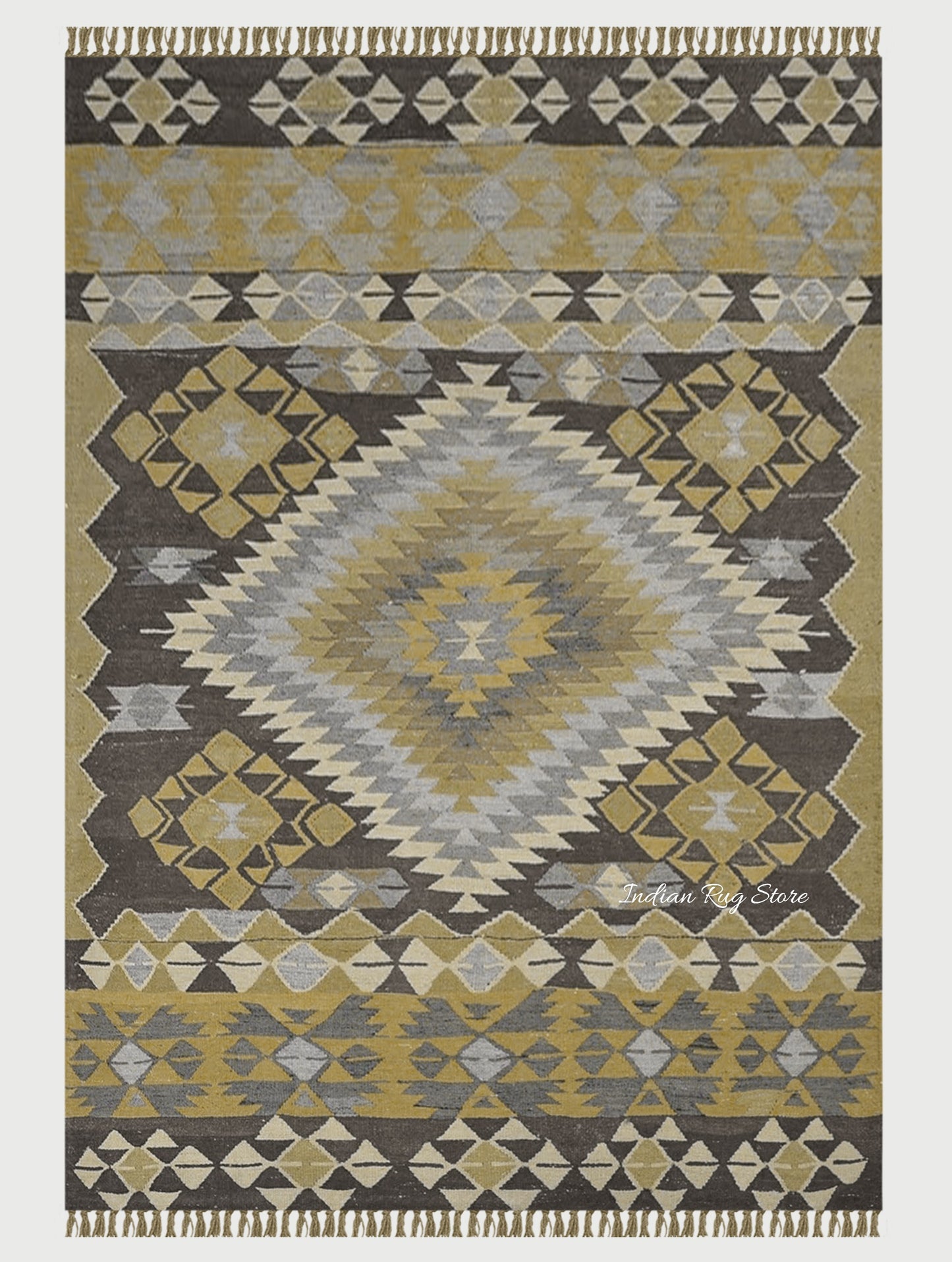 Natural Light Green Hand Woven Wool Hall Rug