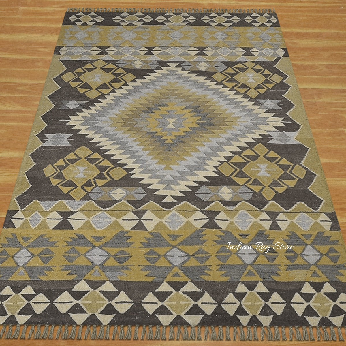 Natural Light Green Hand Woven Wool Hall Rug