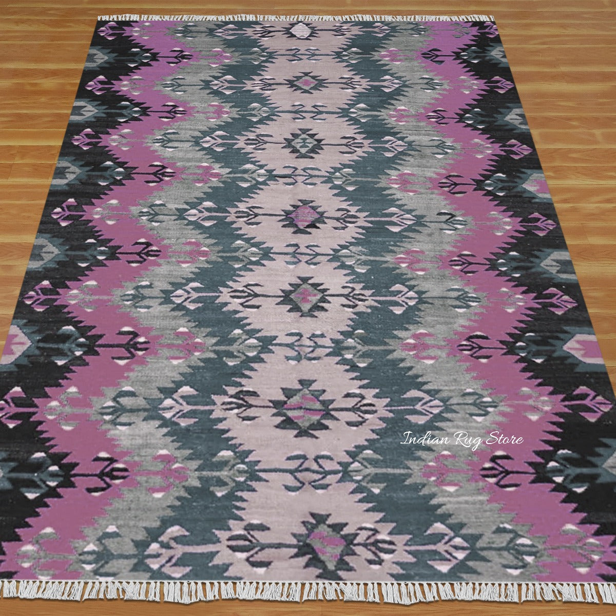 Purple and Gray Beautiful Hand Woven Hall Rug