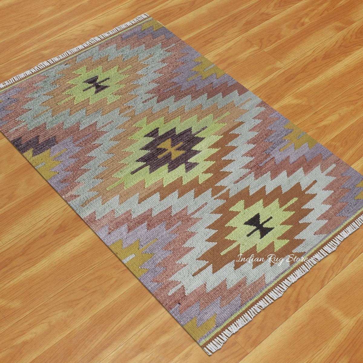 Alfombra de yute tejida a mano en lana multicolor gris para decoración de comedor