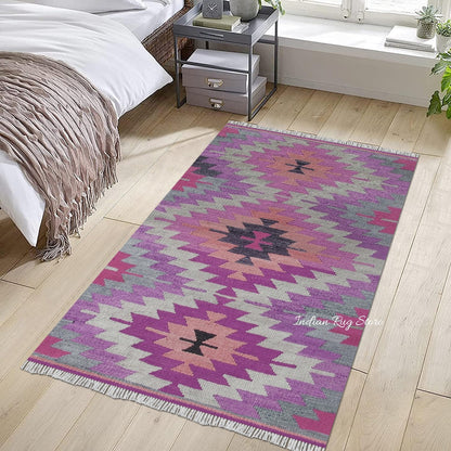 Alfombra de yute tejida a mano en lana multicolor gris para decoración de comedor