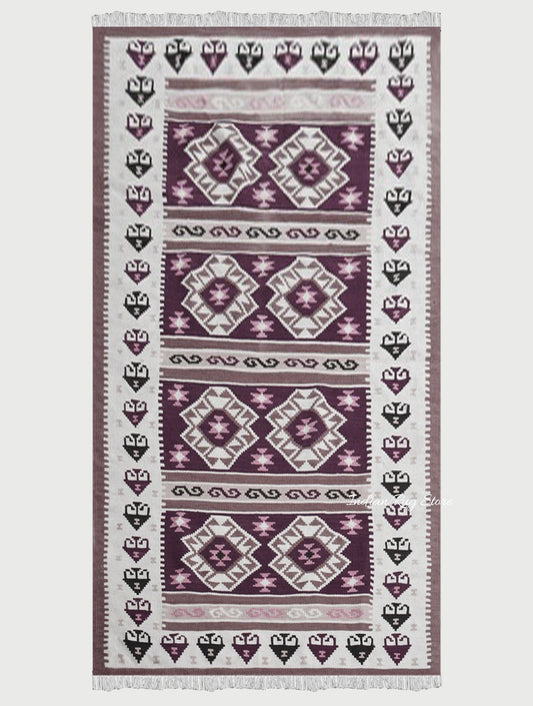 White Hand Woven Hand Crafted Kilim for Bedroom Rug