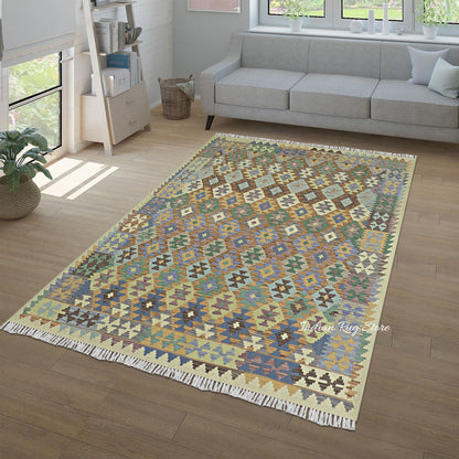 Hand Crafted Wool Multicolor Beautiful Bedroom Rug