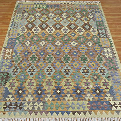 Hand Crafted Wool Multicolor Beautiful Bedroom Rug