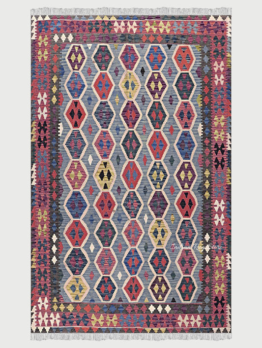 Handmade Beautiful Multicolor Bedroom Area Kilim