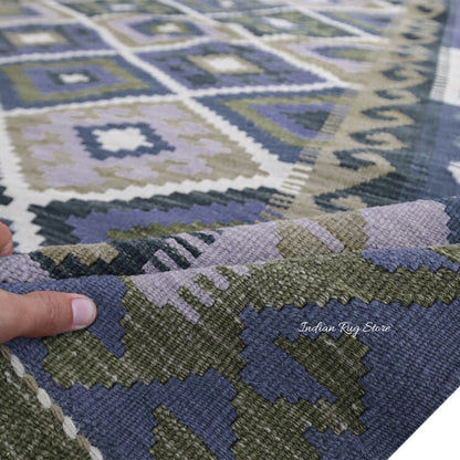 Alfombra de yute tejida a mano en lana multicolor gris para decoración de comedor