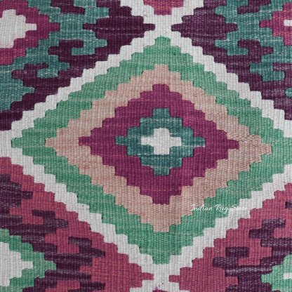 Pink and Green Handmade Home Decor Kilim