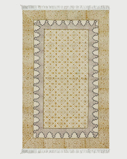 Hand Embroidery Work Moroccan Brown Beige Bedroom Decor Cotton Rug