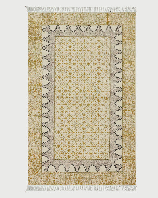 Hand Embroidery Work Moroccan Brown Beige Bedroom Decor Cotton Rug