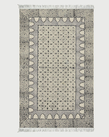 Hand Embroidery Work Moroccan Gray Beige Bedroom Decor Cotton Rug