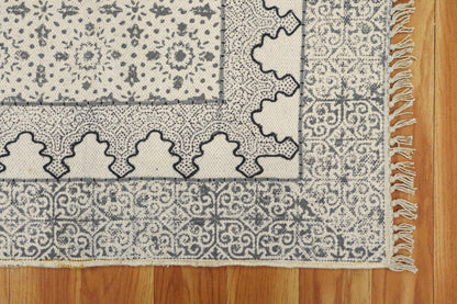 Hand Embroidery Work Moroccan Gray Beige Bedroom Decor Cotton Rug