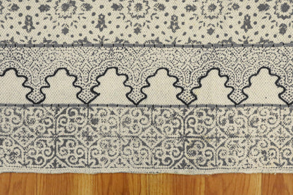 Hand Embroidery Work Moroccan Gray Beige Bedroom Decor Cotton Rug