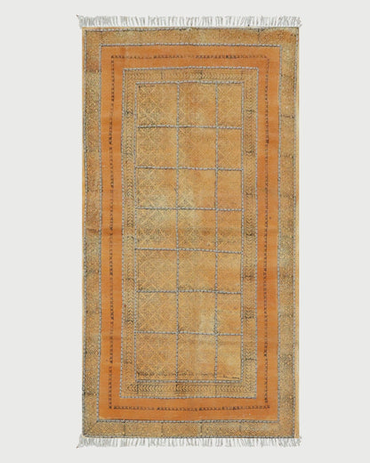 Hand Embroidery Work Geometric Orange Bronze Outhouse Decor Cotton Rug