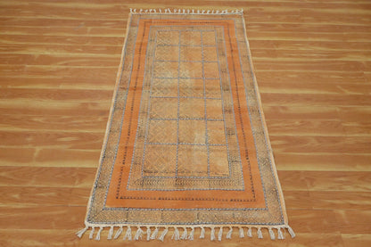 Hand Embroidery Work Geometric Orange Bronze Outhouse Decor Cotton Rug