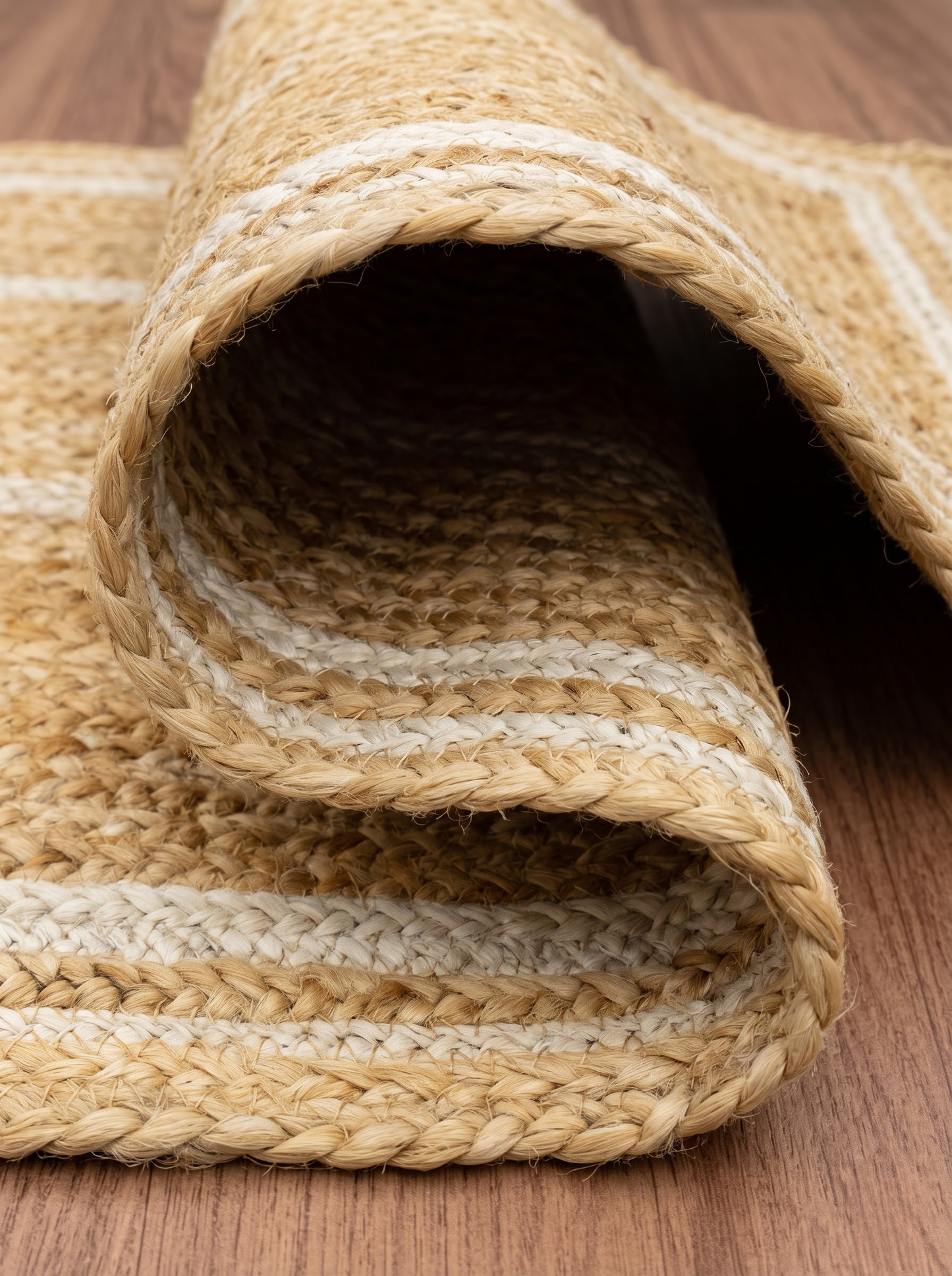 Handwoven Braided Jute Stair Treads Set – Boho Farmhouse Rug