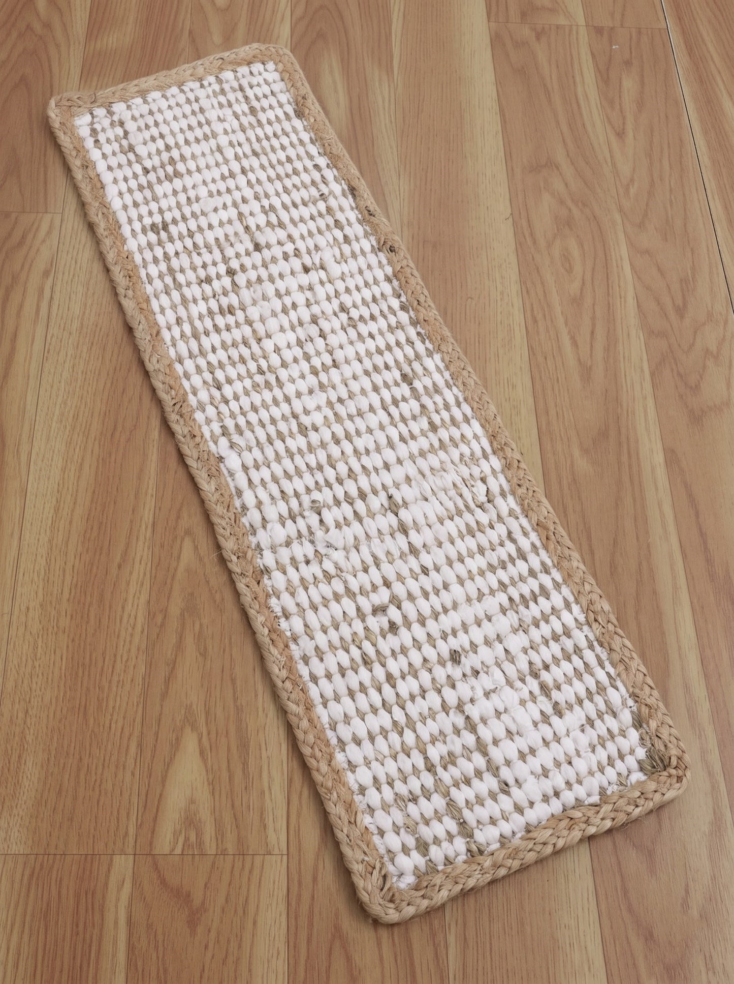 Handwoven Braided Jute Stair Treads – Sisal Boho Farmhouse Rug Set