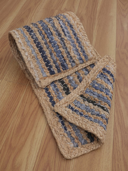 Braided Denim Jute Stair Treads, Boho Farmhouse Non-Slip Mats