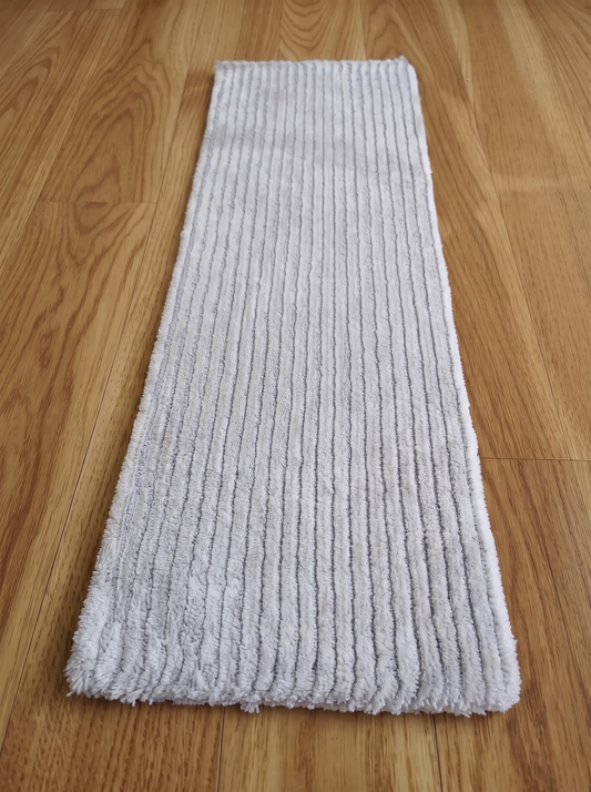 Handmade Corduroy Ribbed Stair Treads, Greige Silver Pile, Luxury Step Mats