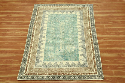 Eco Friendly Hand Block Printed Geometric Green Farm House Jute Rugs