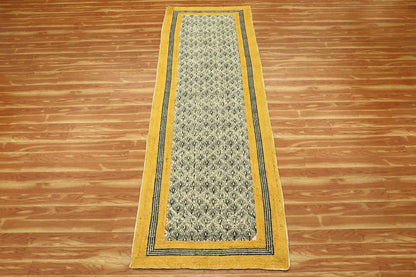 Traditional Hand Block Printed Yellow Black Geometric Outdoor Jute Rugs