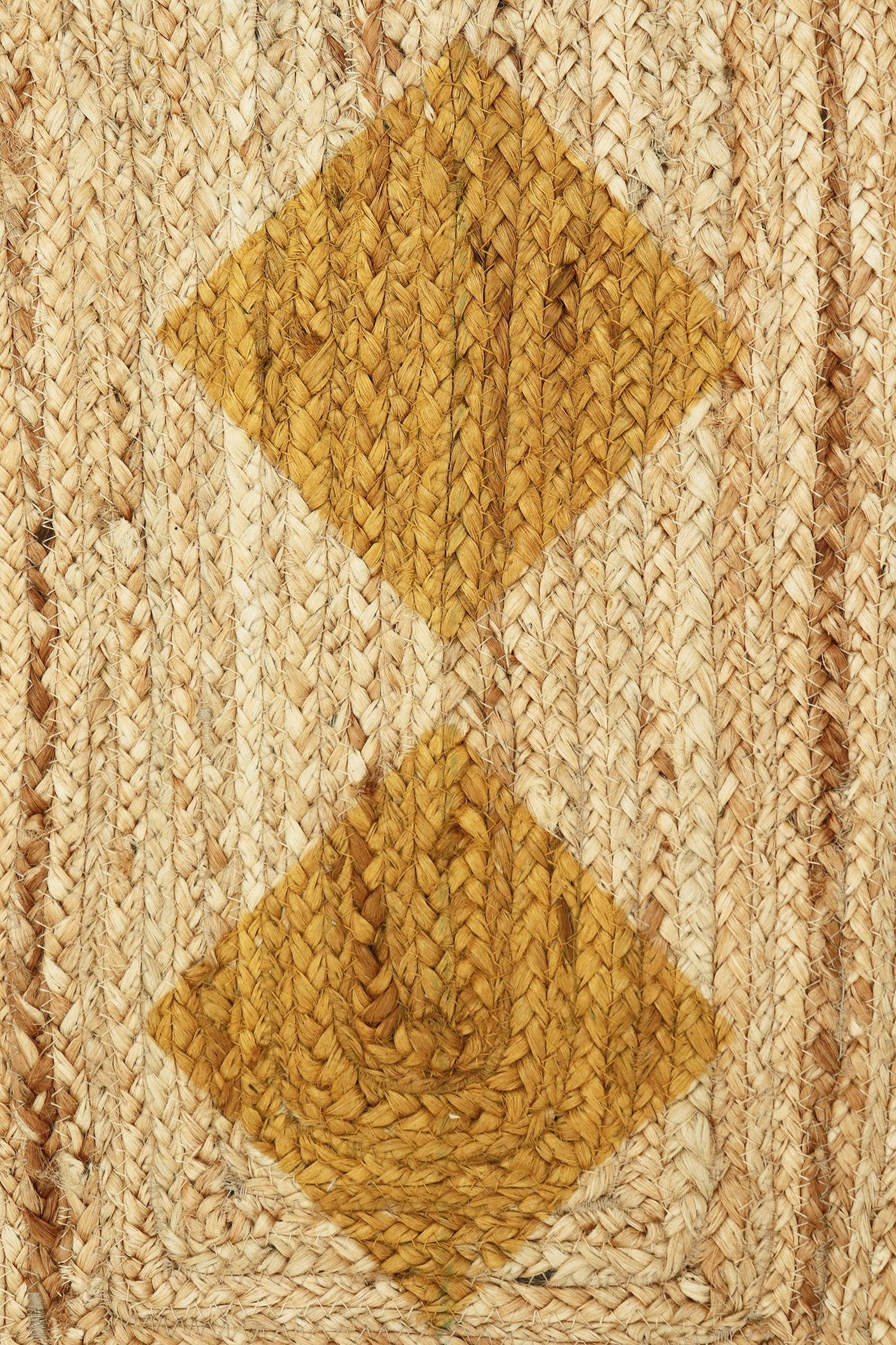 Hand Block Printed Natural Fiber Geometric Yellow Black Entry Way Jute Rugs