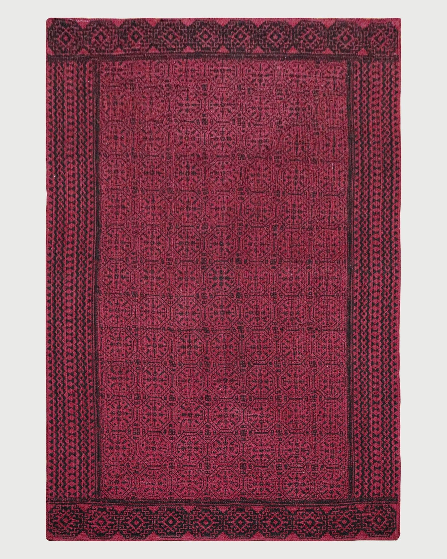 Red Brown Hand Block Printed Geometric Trendy Home Decor Jute Rugs