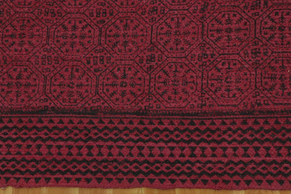 Red Brown Hand Block Printed Geometric Trendy Home Decor Jute Rugs