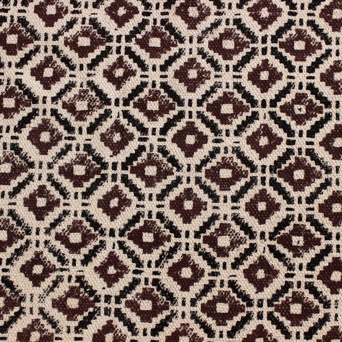 Thread Work Geometric Brown Black Bedroom Decor Cotton Rug - Indian Rug Store