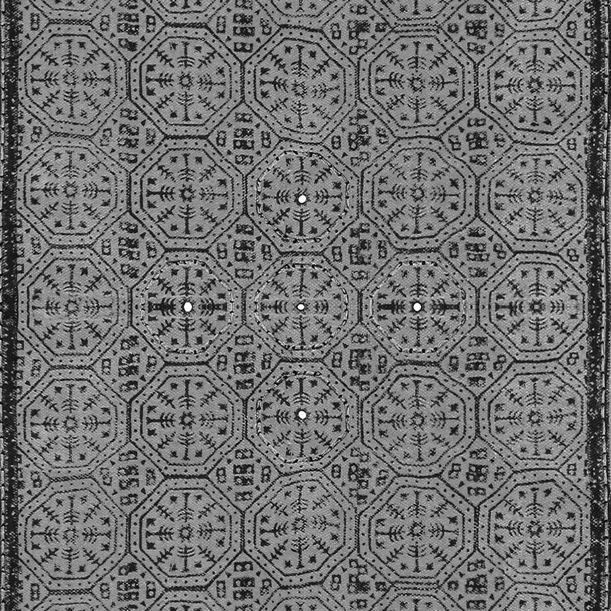 Thread Work Bordered Black Gray Living Area Cotton Dhurries - Indian Rug Store