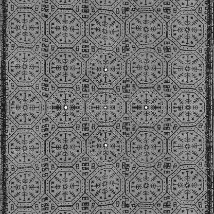 Thread Work Bordered Black Gray Living Area Cotton Dhurries - Indian Rug Store