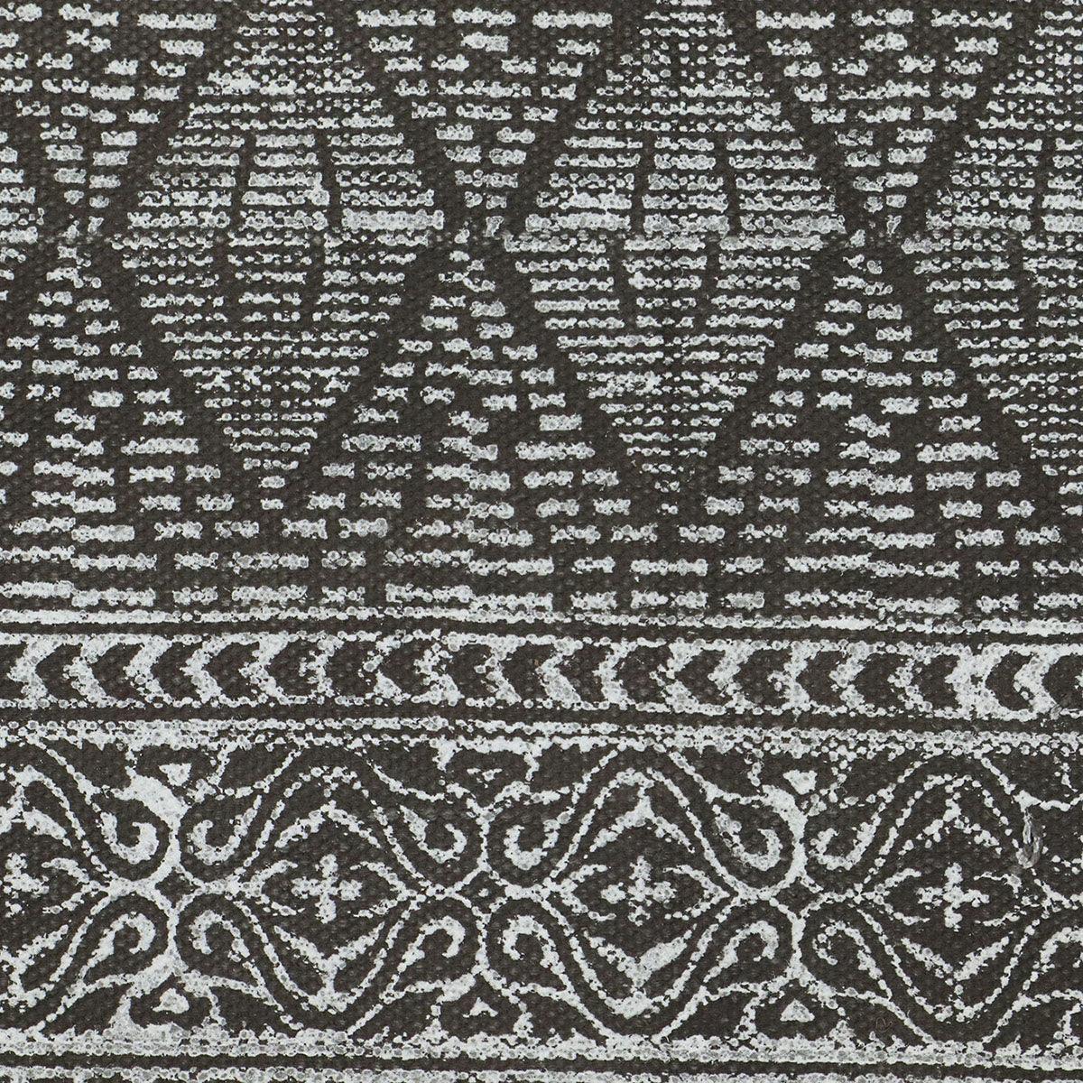 Hand Block Print Work Geometric Gray Black Cotton Rug - Indian Rug Store