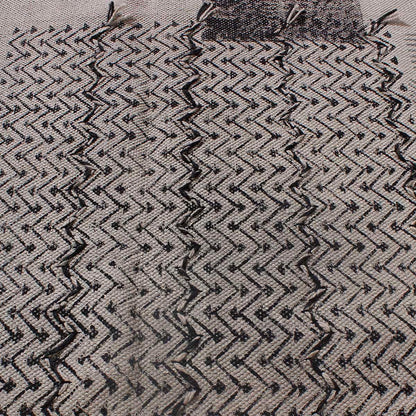 Thread Work Geometric Gray Black Dining Hall Decor Cotton Dhurries - Indian Rug Store