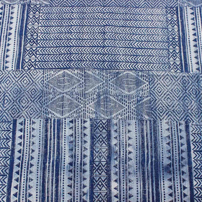 Blue Hand Block Print Abstract Home Decor Cotton Rug - Indian Rug Store