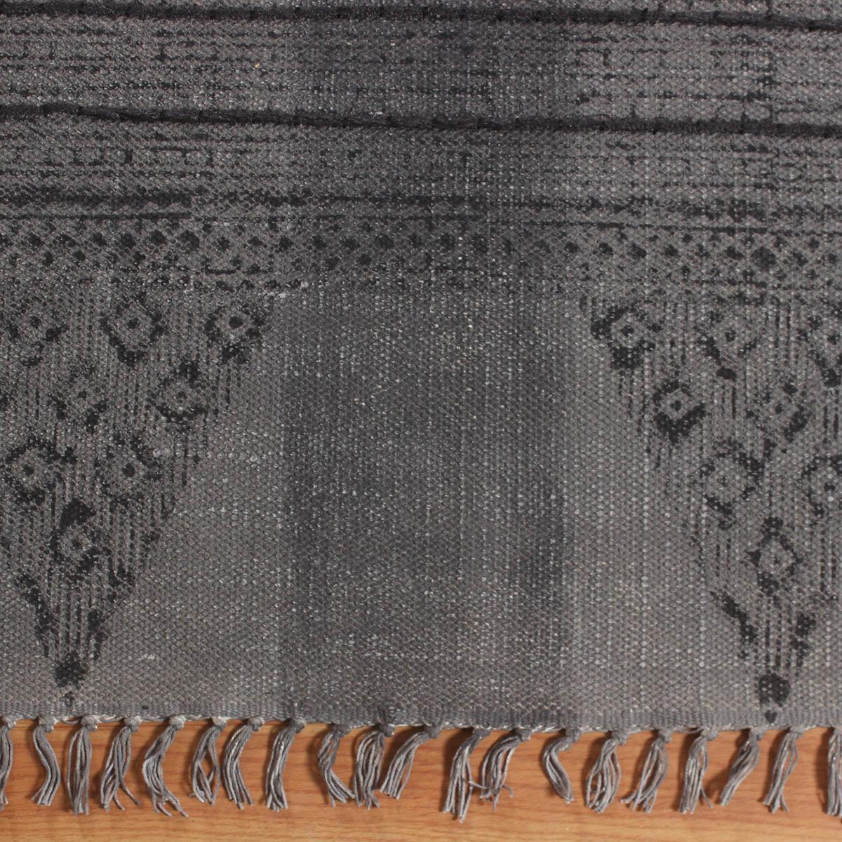 Moroccan Hand Tufted Work Gray Black Cotton Rug - Indian Rug Store