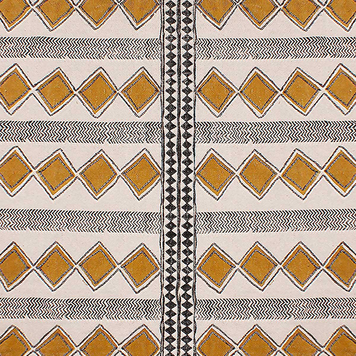 Hand Block Printed Beige Sea House Cotton Dhurries