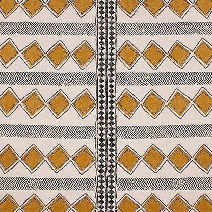 Hand Block Printed Beige Sea House Cotton Dhurries