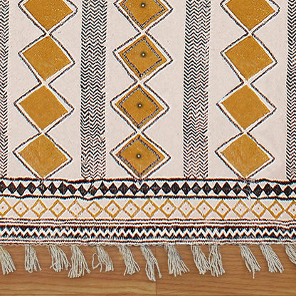 Cotton Dhurries Hand Block Printed Beige Entrance