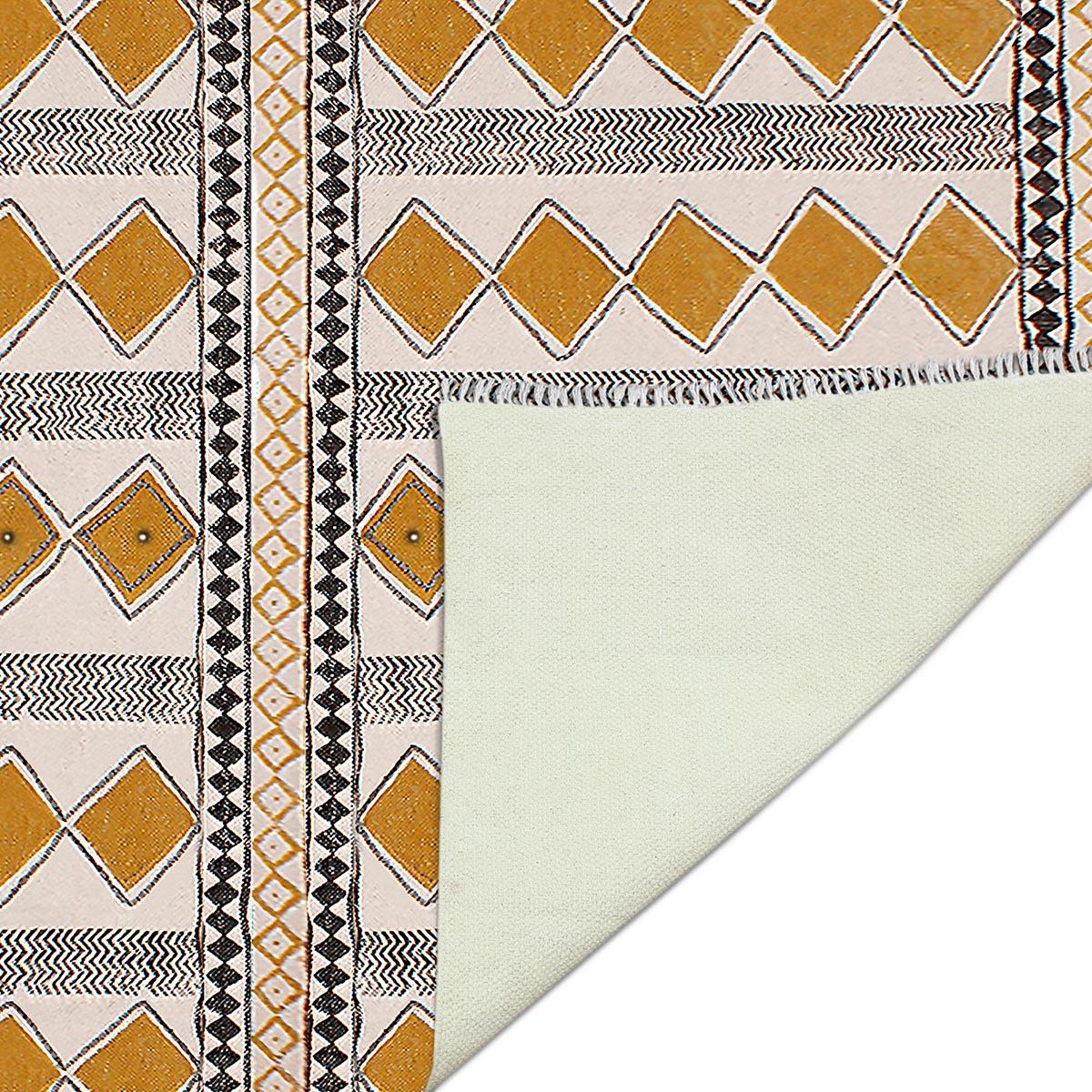 Cotton Dhurries Hand Block Printed Beige Entrance