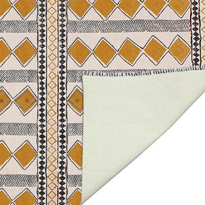 Cotton Dhurries Hand Block Printed Beige Entrance