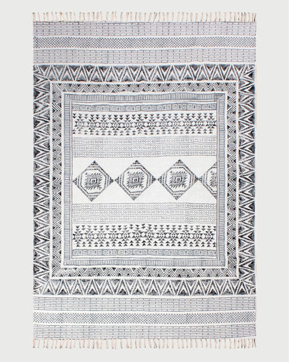 Beige Hand Block Printed Home Decor Cotton Dhurries