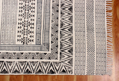 Beige Hand Block Printed Home Decor Cotton Dhurries