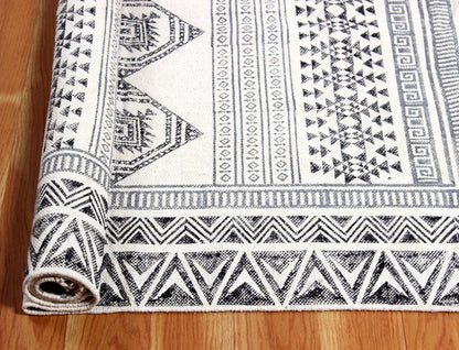 Beige Hand Block Printed Home Decor Cotton Dhurries