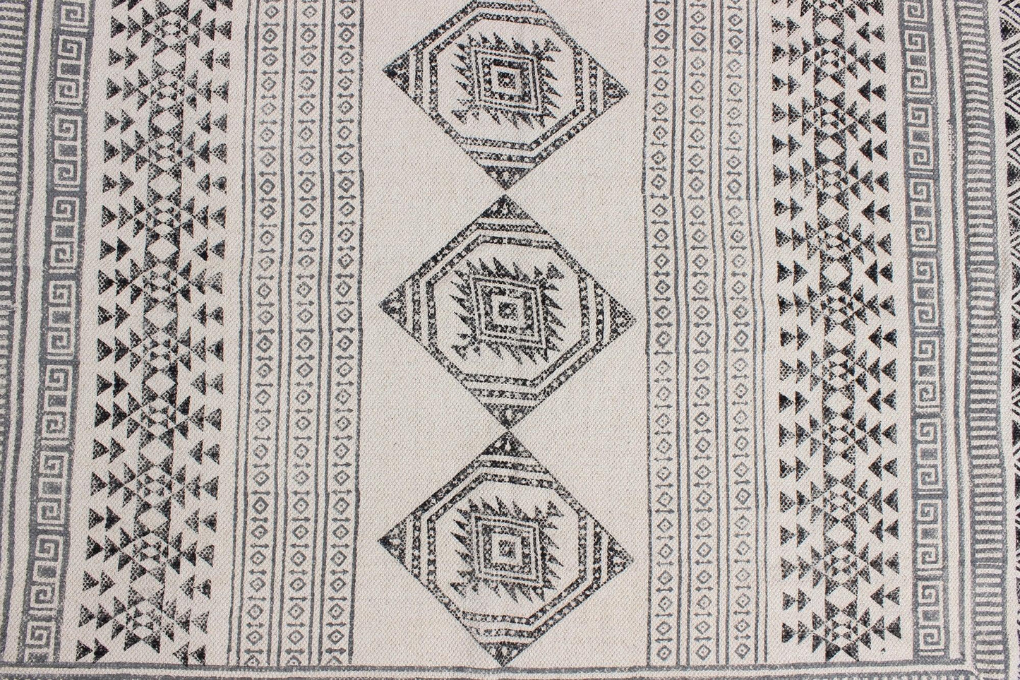 Beige Hand Block Printed Home Decor Cotton Dhurries