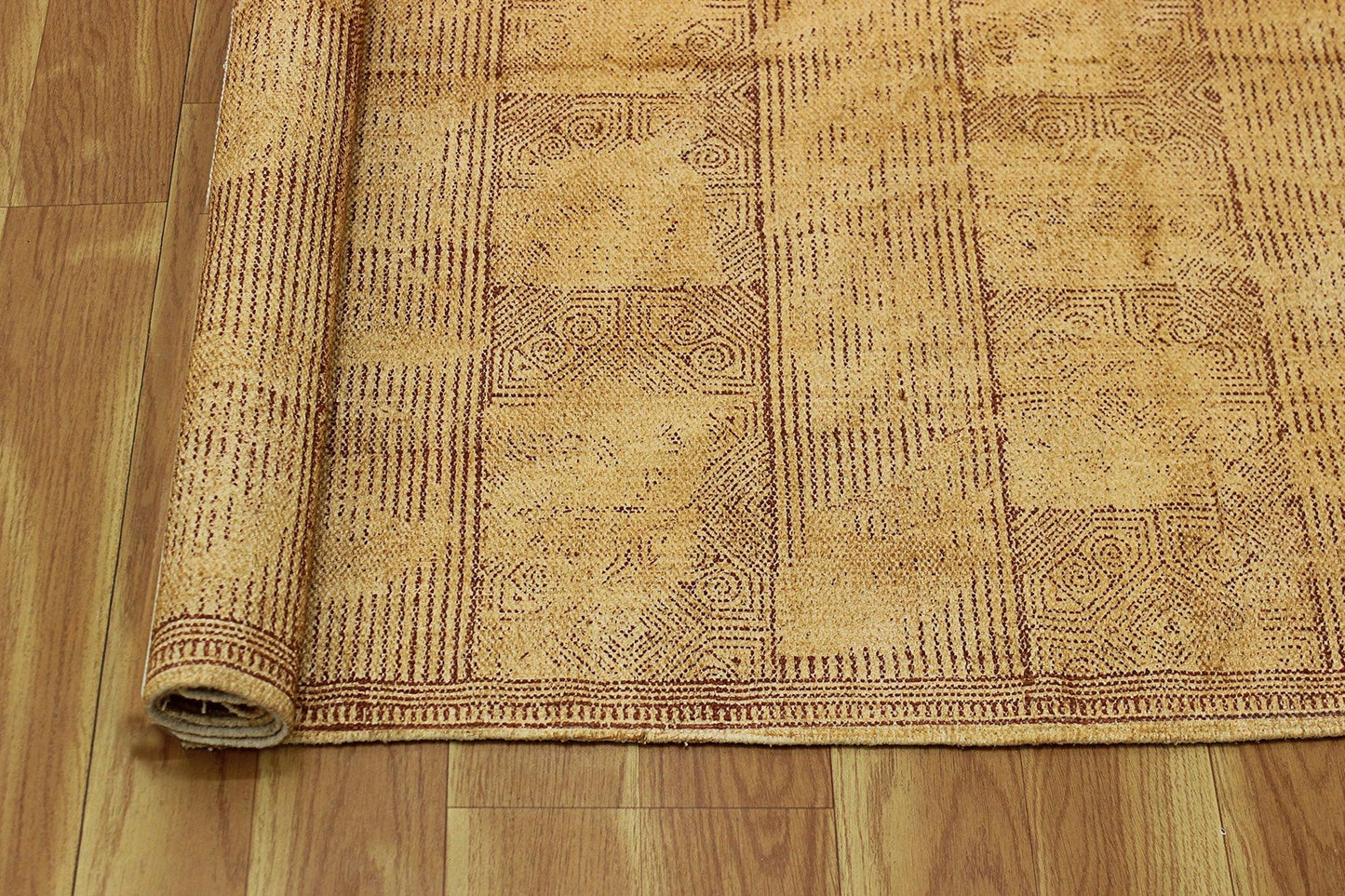 Hand Block Printed Brown Bedroom Decor Cotton Dhurrie