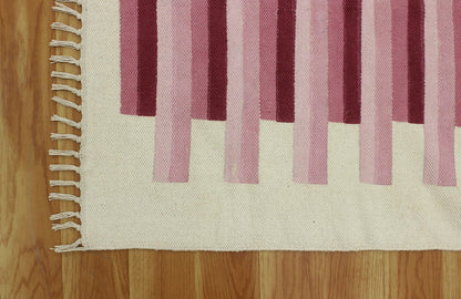 Hand Block Printed Pink Home Decor Cotton Dhurrie