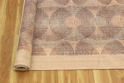 Indoor Hand Block Printed Brown Cotton Dhurrie