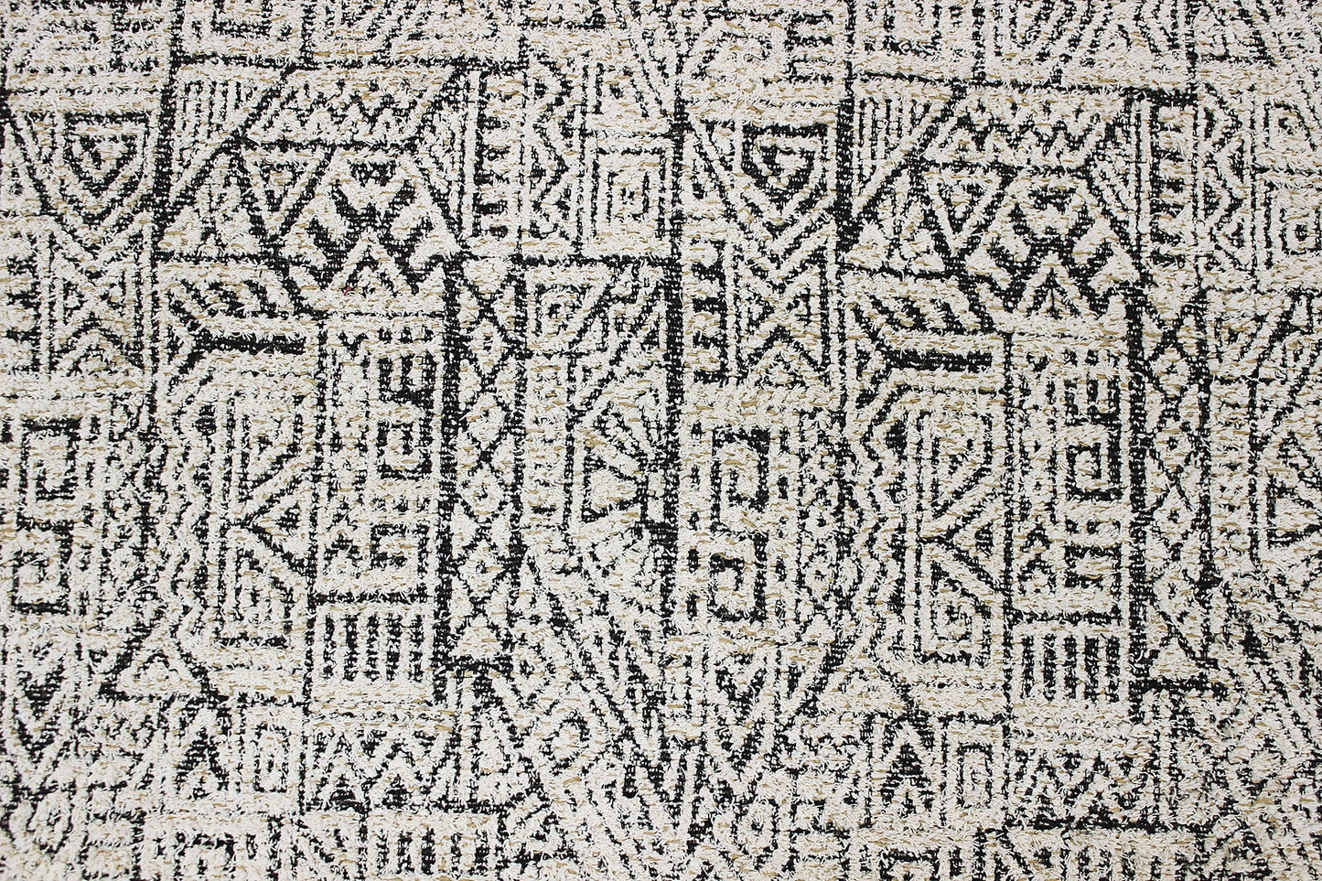 Outdoor Hand Block Printed Cotton Dhurrie Beige