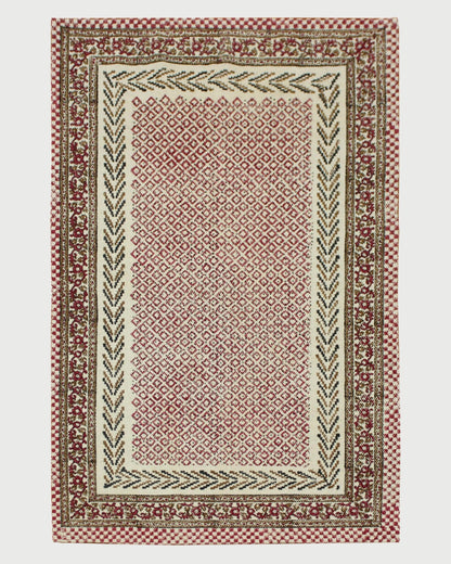 Cotton Dhurrie Entrance Red Hand Block Printed