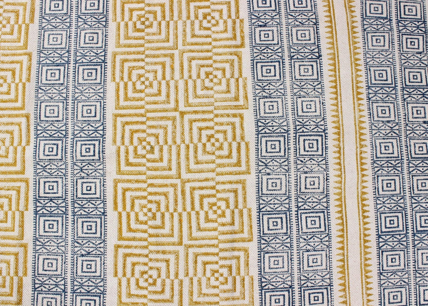 Hand Block Printed Yellow Home Decor Cotton Dhurries